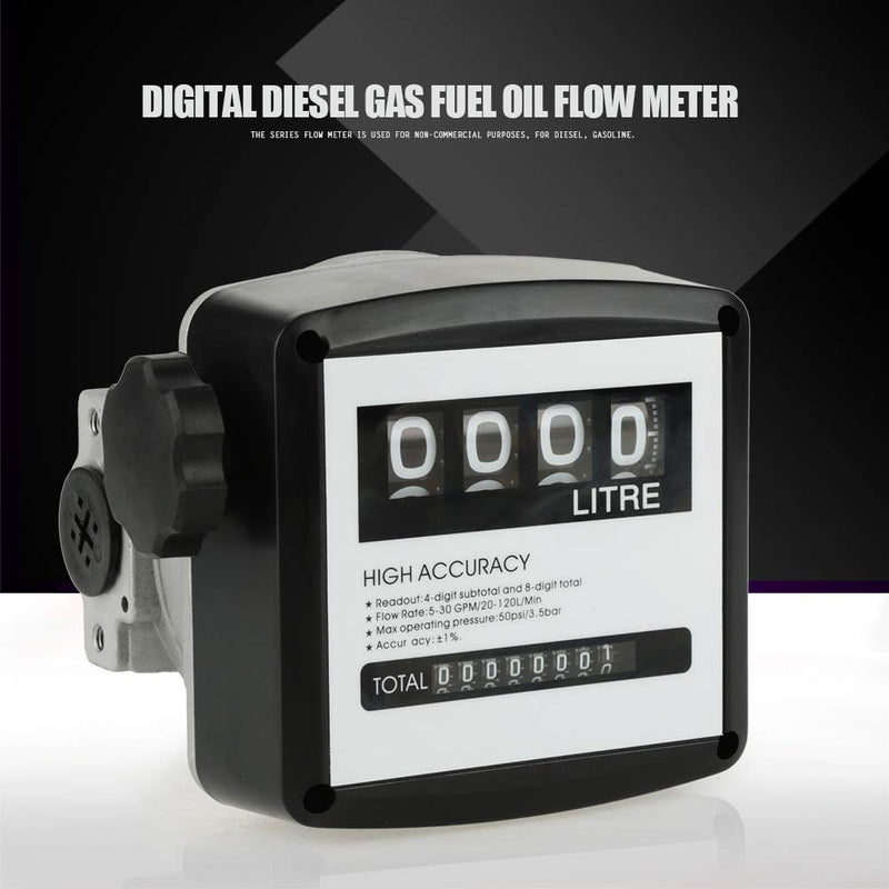 [Australia - AusPower] - Igital Diesel Flow Meter 1Inch Oil Flow Mechanical Meter Aluminum Flow Meter 4-Digital Batch Display Diesel Flow Meter Fuel Transfer Gallon Meter 