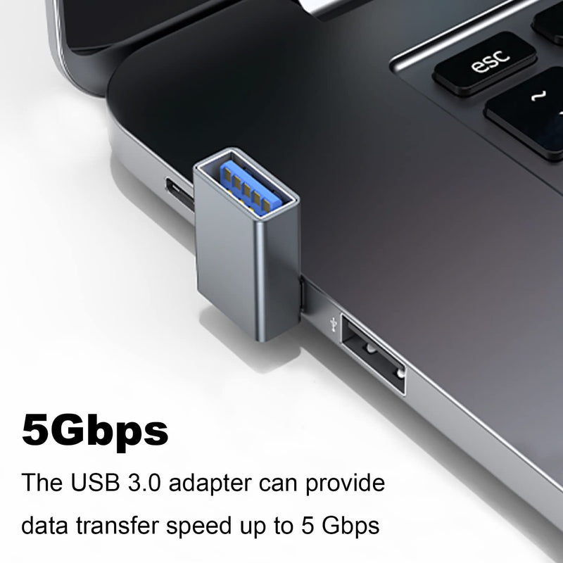 [Australia - AusPower] - AreMe 90 Degree USB 3.0 Adapter 2 Pack, Up and Down Angle USB A Male to Female Converter Extender for PC, Laptop, USB A Charger, Power Bank and More (Grey) Up/Down Grey 
