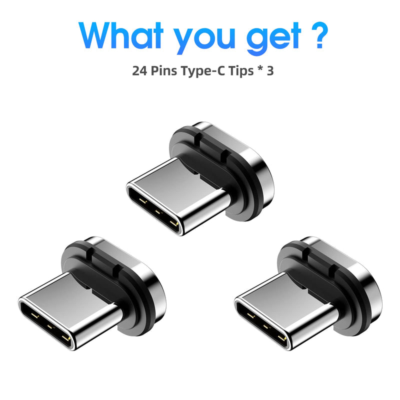 [Australia - AusPower] - 2-Pack USB C Magnetic Adapter + 3-Pack 24pins Magnetic USB C Connector Tips Head 