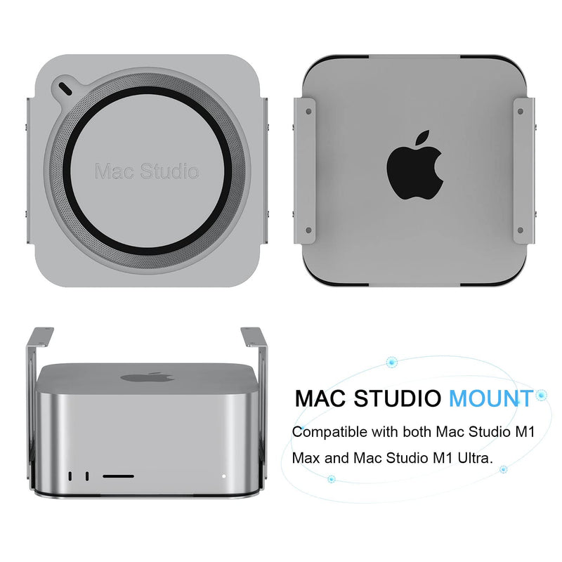 [Australia - AusPower] - IFCASE Aluminum Under Desk Stand Mount for Mac Studio M2 M1 Max, Ultra with Anti-Scratch Pad (Silver) Silver 