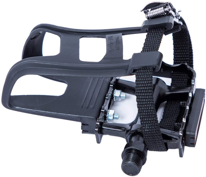 [Australia - AusPower] - YBEKI Bike Pedals with Clips and Straps, for Exercise Bike, Spin Bike and Outdoor Bicycles, 9/16-Inch Spindle Resin/Alloy Bicycle Pedals, Half Year Warranty black 