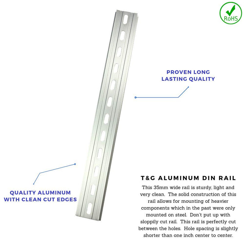 [Australia - AusPower] - 2 Pieces DIN Rail Slotted Aluminum RoHS 12" Inches Long 35mm Wide 7.5mm High 