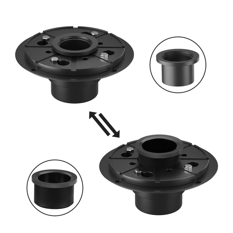 [Australia - AusPower] - EXF Shower Drain Base Kit for 2 Inch and 3 Inch Waste Pipe, Rectangle Black Shower Drain Flange with Threaded Adaptor and Rubber Coupler for No Hub Square & Linear Shower Drain Installation 