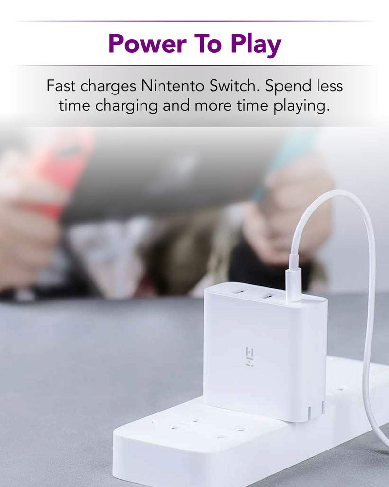 [Australia - AusPower] - ZMI zPower 3-Port Travel Charger with 25W PPS Support: 45W USB-C PD and 18W-Split Dual USB-A Wall Charger (White) [Note: This is Not a 45W PPS Charger for Galaxy Note10+] White 