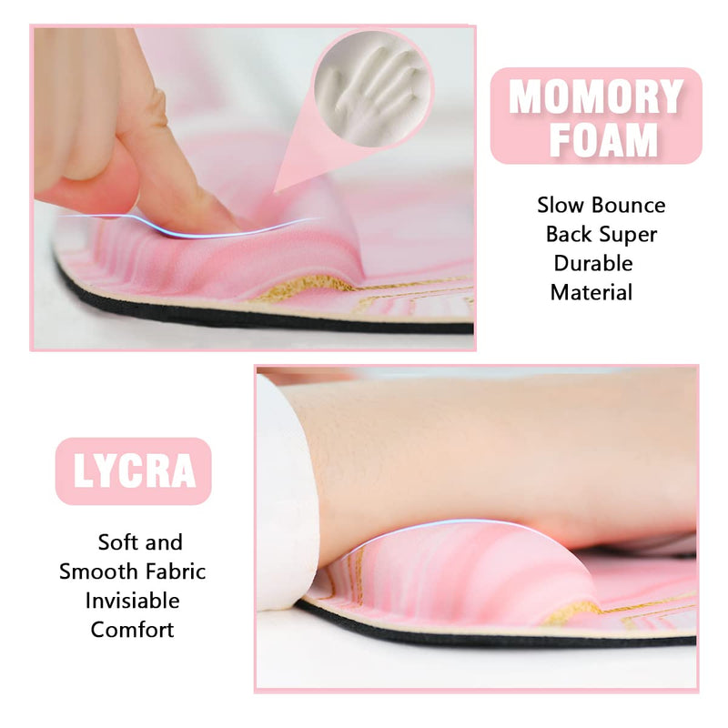 [Australia - AusPower] - Memory Foam Ergonomic Keyboard Wrist Rest Pad and Mouse Wrist Rest Support Mouse Pad Set with Non-Slip Rubber Base Set for Office Gaming Easy Typing & Pain Relief-Pink Marble Pink Marble 