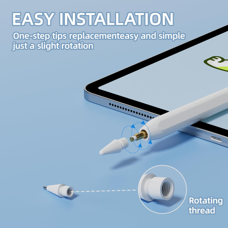 [Australia - AusPower] - nimin Replacement Tips for Apple Pencil 2nd Gen & 1st Gen- [8 Pack] Apple Pencil Spare No Wear Out Fine Point Precise Control Apple Pen Tip, Plastic Tips + Metal Tips 