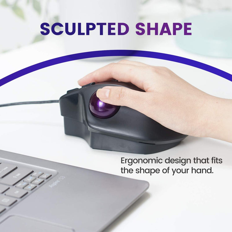 [Australia - AusPower] - Perixx PERIMICE-520 Wired USB Ergonomic Programmable Trackball Mouse, Adjustable Angle, 8 Button Design, Black (PM-520-11447) 