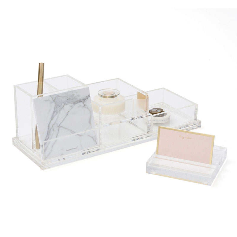 [Australia - AusPower] - russell+hazel Acrylic Bloc Tape Dispenser, Clear, 4” x 4” x 1.5”, Gold, (32025) 