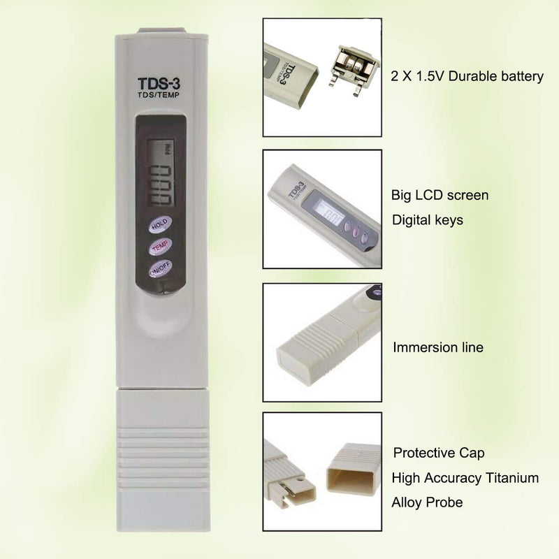 [Australia - AusPower] - Water TDS Meter，WoEluone Water Quality Tester, LCD Display,Accuracy Testing Water Meter for Drinking Water, Aquariums,RO System,Swinging Pool and More 