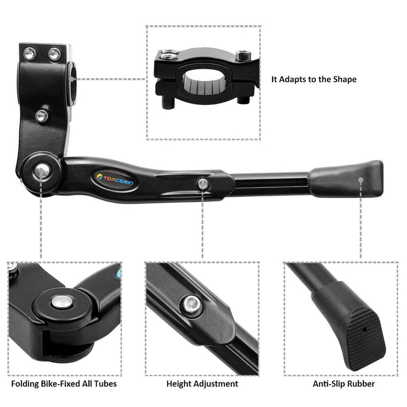 [Australia - AusPower] - TOPCABIN Bicycle Adjustable Aluminium Alloy Bike Bicycle Kickstand Side Kickstand Fit for 22" 24" 26"- Black 