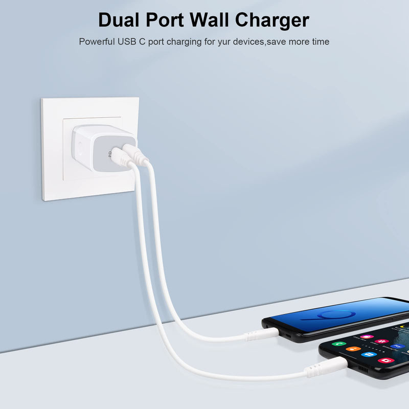 [Australia - AusPower] - 20W USB C Brick, Dual port USB C Power Adapter+Quick Charge 3.0 Wall Charger Block for iPhone 13 13 Mini 13 Pro 12 11 SE 2020 XS XR X 8, Samsung S21 S20, AirPods Pro,Type C Wall Plug Charging Cube Box 