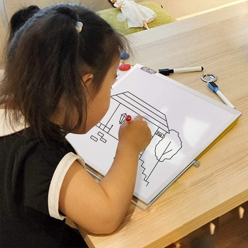 [Australia - AusPower] - VIZ-PRO Small Desktop Dry Erase Board/Portable Whiteboard Easel for Kids 10 x 10 Inches with 2 Markers 10" X 10" Magnetic 