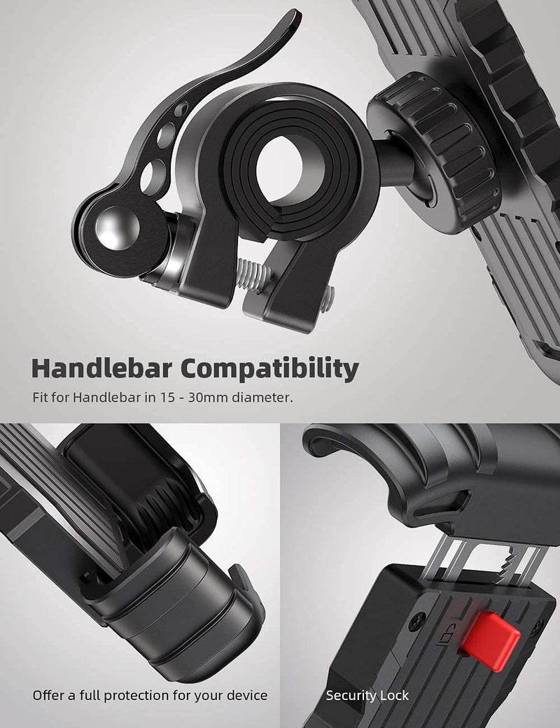 [Australia - AusPower] - Bike Phone Holder, Motorcycle Phone Mount - Lamicall Bicycle Handlebar Cell Phone Clamp, Scooter Phone Clip for Phone 11 Pro Max, S9 and 4.7"- 6.8" Cellphone Black 