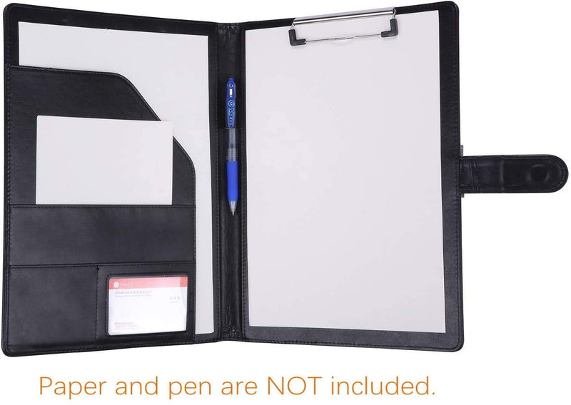 [Australia - AusPower] - Padfolio Clipboard Folder Portfolio, Mymazn Faux Leather Storage Clipboard with Cover for Legal Pad Holder Letter Size A4 Writing Pad for Business School Office Conference Notepad Clip Boards (Black) Black 