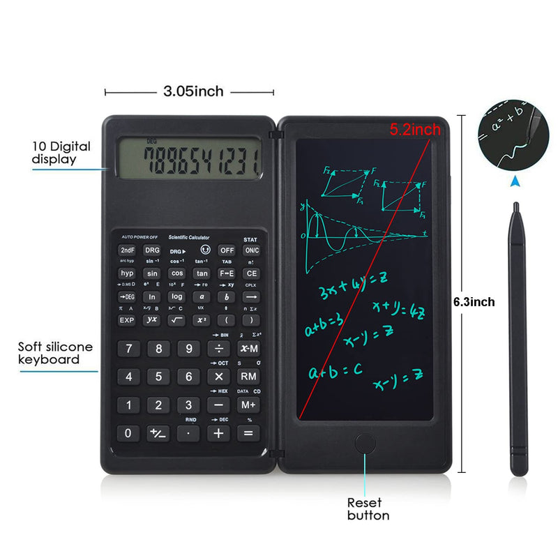 [Australia - AusPower] - Folding Scientific Function Calculator Handwriting Board Calculator with LCD Handwriting Board Student Drawing Board 