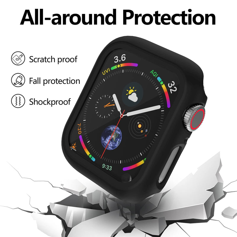 [Australia - AusPower] - 12 Pcs Jomitvp Hard PC Case Compatible for Apple Watch Series 6/5/4/SE 44mm with Tempered Glass Screen Protector, All Around Protector Bumper Frame Cover for iWatch Smartwatch Black/Silver/Clear/Green/Gray/Red/Purple/Yellow/White/pink/Rose Gold/Ice Blue 
