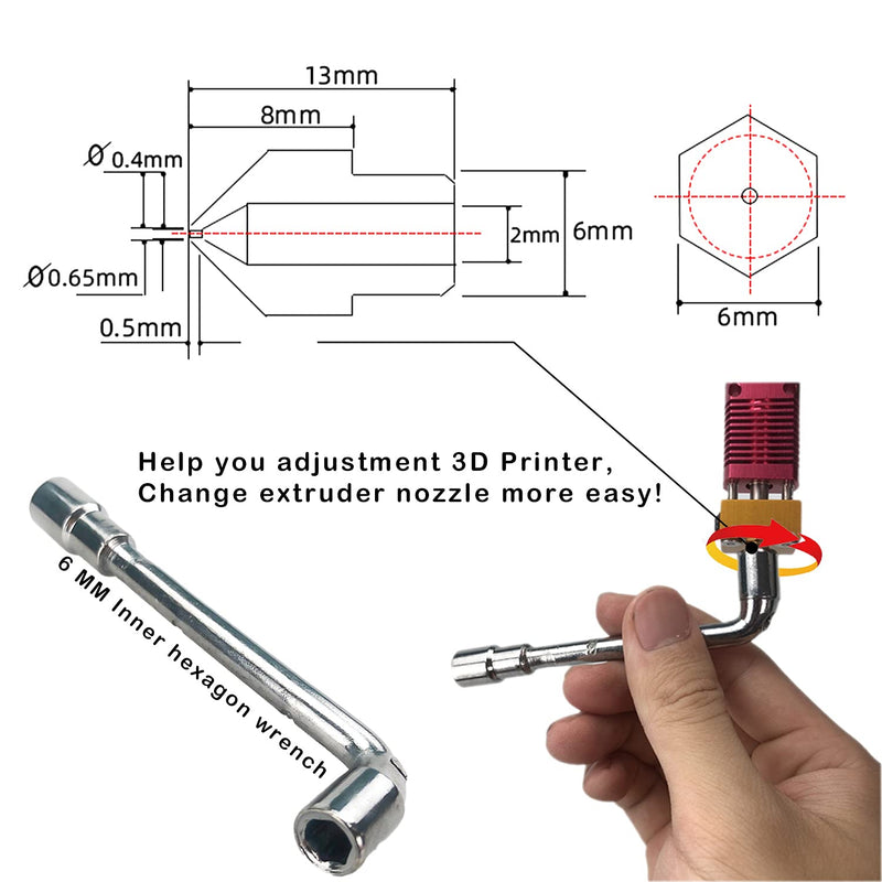 [Australia - AusPower] - XIFOWE MK8 Nozzles 25 pcs 0.4mm 3D Printer Brass Nozzles CR-10 Nozzle with DIY Tools and A Ten-Grid Parts Box for CR-8 / CR-10 / Ender 3 / Ender 3S / 5 / 6 and so on 0.4 nozzles 