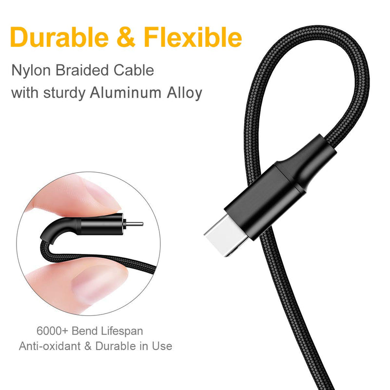 [Australia - AusPower] - Multi Charging Cable, Multi Charger Cable 2Pack 4FT Nylon Braided Universal 4 in 1 Multiple USB Cable Fast Charging Cord Adapter with Type-C, Micro USB Port Connectors for Cell Phones Tablets and More Black 