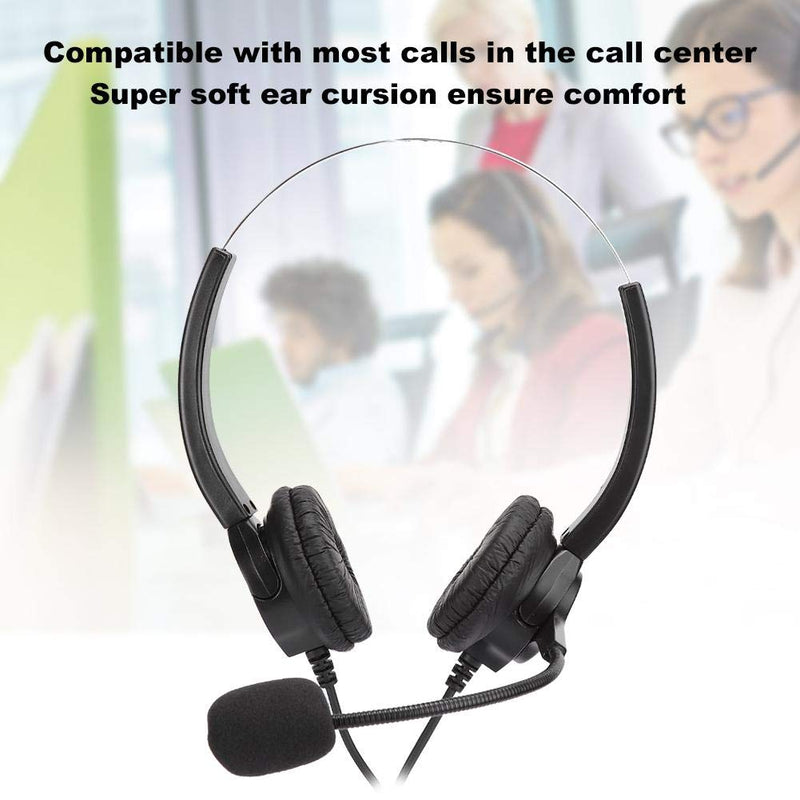 [Australia - AusPower] - Sutinna Call Center Headset, with Microphone Soft Ear Pads Hands-Free Noise Cancelling Binaural Headset with Crystal for Computer Phone 