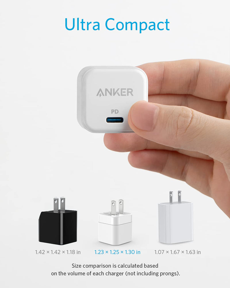 [Australia - AusPower] - USB C Charger, Anker 2-Pack 20W Fast Charger with Foldable Plug, PowerPort III 20W Cube Charger for iPhone 13/13 Mini/13 Pro/13 Pro Max/12, Galaxy, Pixel 4/3, iPad/iPad Mini, and More 