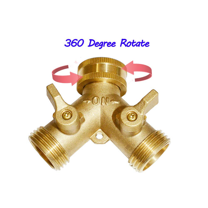 [Australia - AusPower] - Garden Hose Y Valve Connectors Brass Hose Splitter with Solid Brass Handle Brass Y Valve Water Garden Hose Adapter 2 Way Y Valve 3/4" GHT Thread Extra 4 Presure washers (1) 1 
