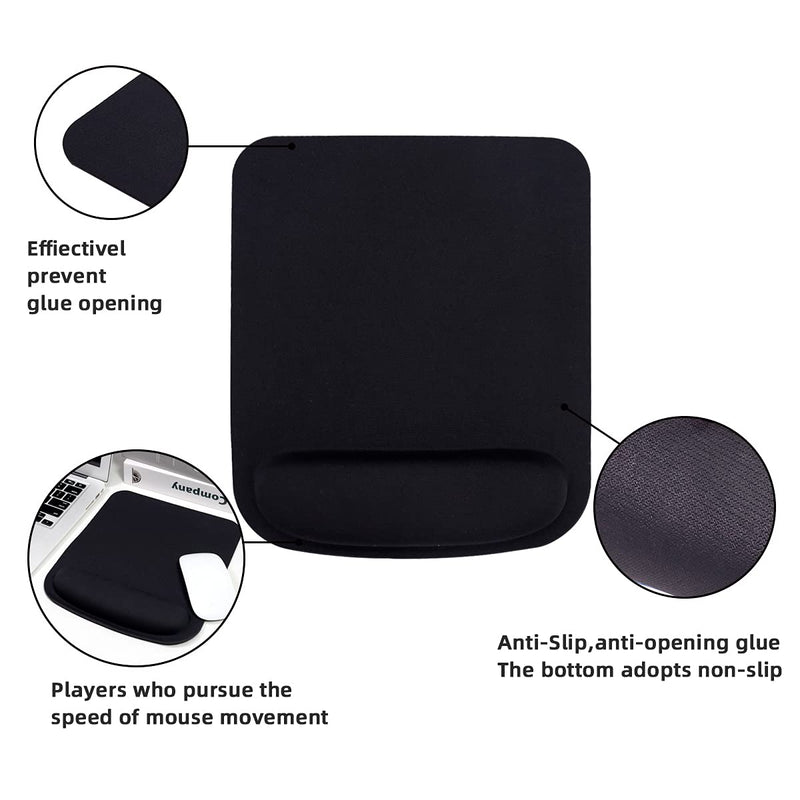 [Australia - AusPower] - WYGCH Office Desk Pad with Wrist Support,Monochrome Waterproof Leather Mouse Pad,Non-Slip Silicone Base for Computer,Laptop, Home,Office & Travel,(250*211*23mm Black) 