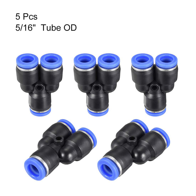 [Australia - AusPower] - uxcell Plastic Connect Splitter Push to Tube Fittings 8 mm or 5/16" OD Push Lock Blue 5pcs 