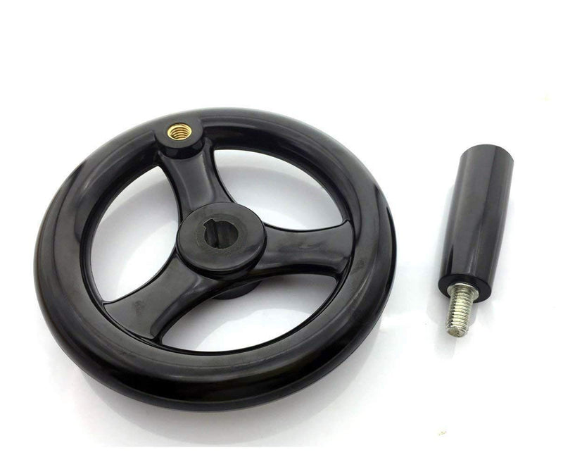 [Australia - AusPower] - YXQ 4.9 inch Dia Hand Wheel with Revolving Handle 3 Spoked, 12mm Center Hole Diameter 125mm Dia. 