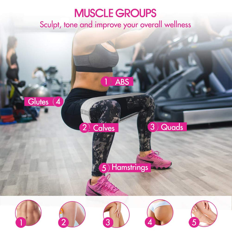 [Australia - AusPower] - Te-Rich Resistance Bands for Legs and Butt, Fabric Workout Loop Bands, Set of 3 