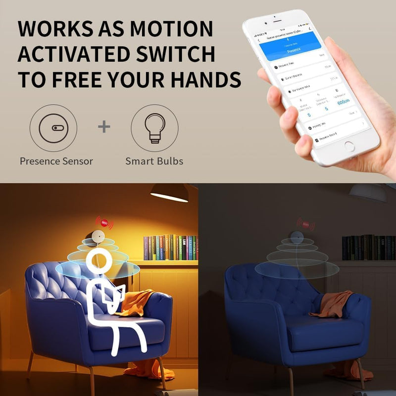 [Australia - AusPower] - Linptech WiFi Human Presence Sensor,Smart Motion Sensor with 24G mmWave Radar,Occupancy Sensor for Home Security and Automation,Compatible with Alexa/Smart Life/Tuya Smart,No Hub Required(White) 