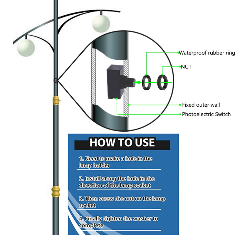[Australia - AusPower] - Meskliu Photocell Light Sensor,AC110-240V 5A Dusk to Dawn Outdoor Photoelectric Light Control Switch,Hard-Wired Post Eye Light Control with Automatic Illumination Detection Circuit 