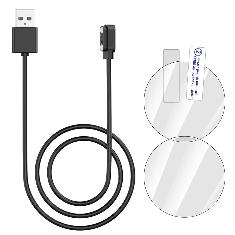 [Australia - AusPower] - 2 Pin Magnetic USB Charger Charging Cable and Screen Protector Protective Film Compatible with Nemheng N1 Smart Watch 