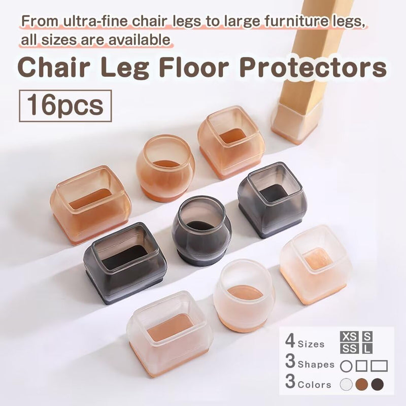 [Australia - AusPower] - 16Pcs Chair Leg Floor Protectors Chair feet Silicone caps Furniture Pads Hardwood Floors Felt Protectors Table feet Covers Non Slip, Anti Scratches, S,Round,Black Round S-Black 