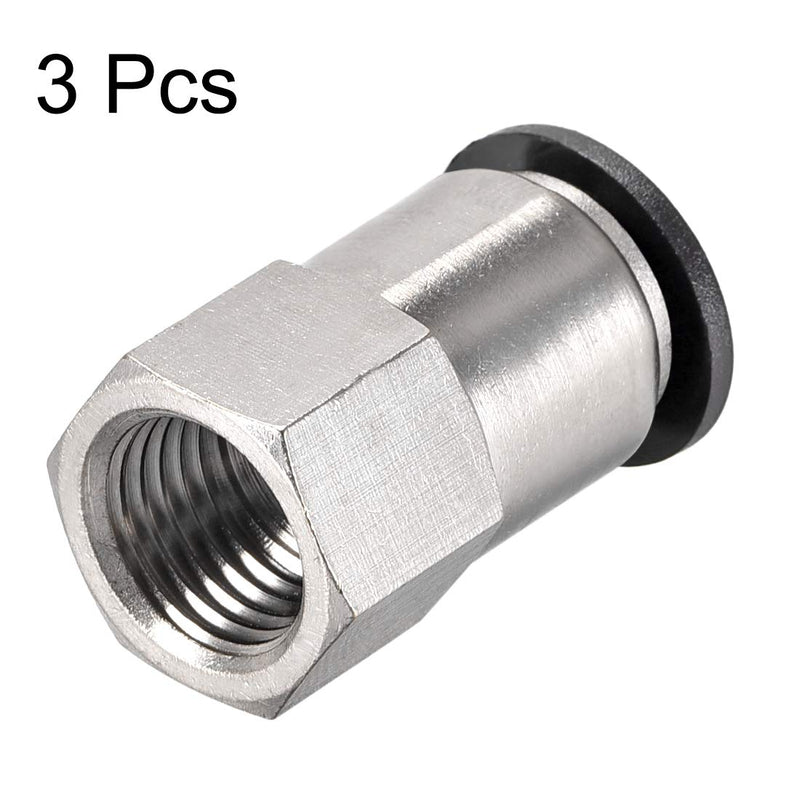 [Australia - AusPower] - uxcell Push to Connect Tube Fitting Adapter 10mm Tube OD X 1/4BSPT Female Straight Pneumatic Connecter Pipe Fitting 3pcs 