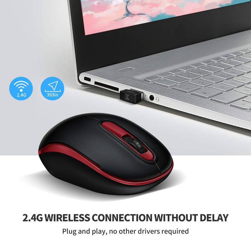 [Australia - AusPower] - Computer Wireless Mouse, 2.4G Slim Portable Laptop Mice Optical Mouse with USB Nano Receiver DPI 1200- Fit Your Hand Nicely, for Laptop, MacBook, Desktop, PC, Notebook - Silver 