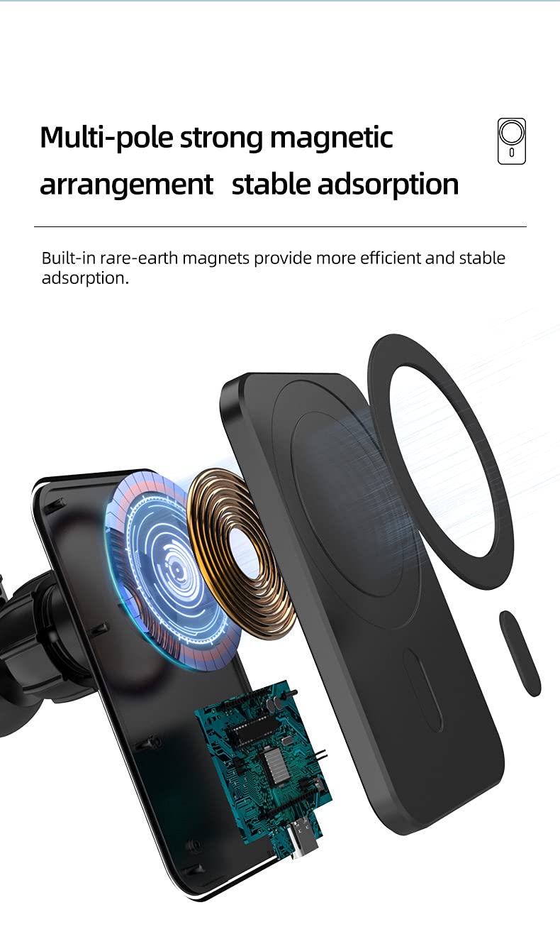 [Australia - AusPower] - Universal car Phone Holder, Upgraded Super Magnetic Wireless Charger Holder, Dashboard Windshield car Exhaust Phone Holder, clamp Type/Suction Cup Type Mobile Phone car Holder(White) 