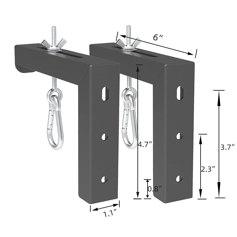 [Australia - AusPower] - Black Universal Projector Screen L-Bracket Wall Hanging Mount 6 inch Adjustable Extension with Hook Manual, for Wall or Ceiling Mount Home Projector and Movie Screens, 80 Lb Capacity Each 