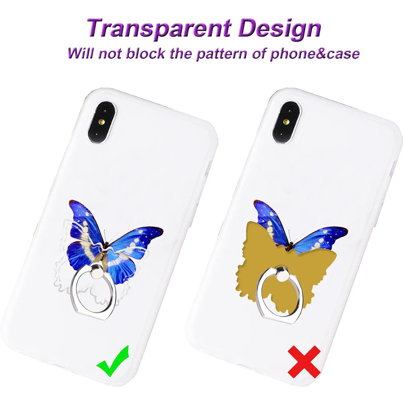 [Australia - AusPower] - TACOMEGE Transparent Clear Butterfly Phone Ring Grips Holder, Finger Ring Stand for Cell Phone Tablet Case 