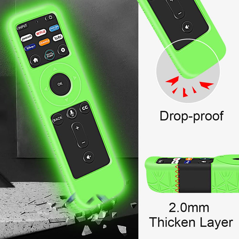 [Australia - AusPower] - Protective Case for VIZIO XRT260 Smart TV Remote 2021 Model,Silicone Remote Case Holder for XRT260 V-Series 4K UHD HDR Voice Remote,Shockproof Remote Bumper Battery Back Covers Protector-Glowgreen Glowgreen 