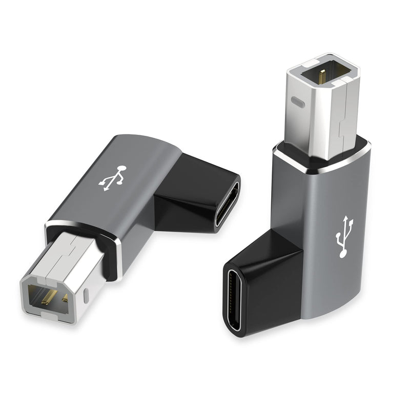 [Australia - AusPower] - AGVEE [2 Pack] USB-C Female to USB-B Adapter, Type-C to B Converter Connector for Printer, Piano, Midi Controller, Midi Keyboard, Audio Interface Recording, Gray 