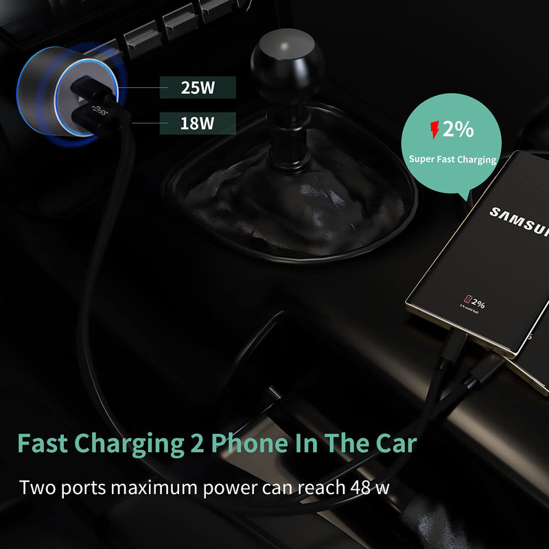 [Australia - AusPower] - 25W USB C Car Charger, Cluvox Super Fast Charging Car Adapter Compatible for Samsung Galaxy S22/S21 Plus/Ultra/S20 FE/S10E/S9/Note 20/10/9/8/iPad Pro/Air 4, Google Pixel, Automobile Charger–3FT Cord 