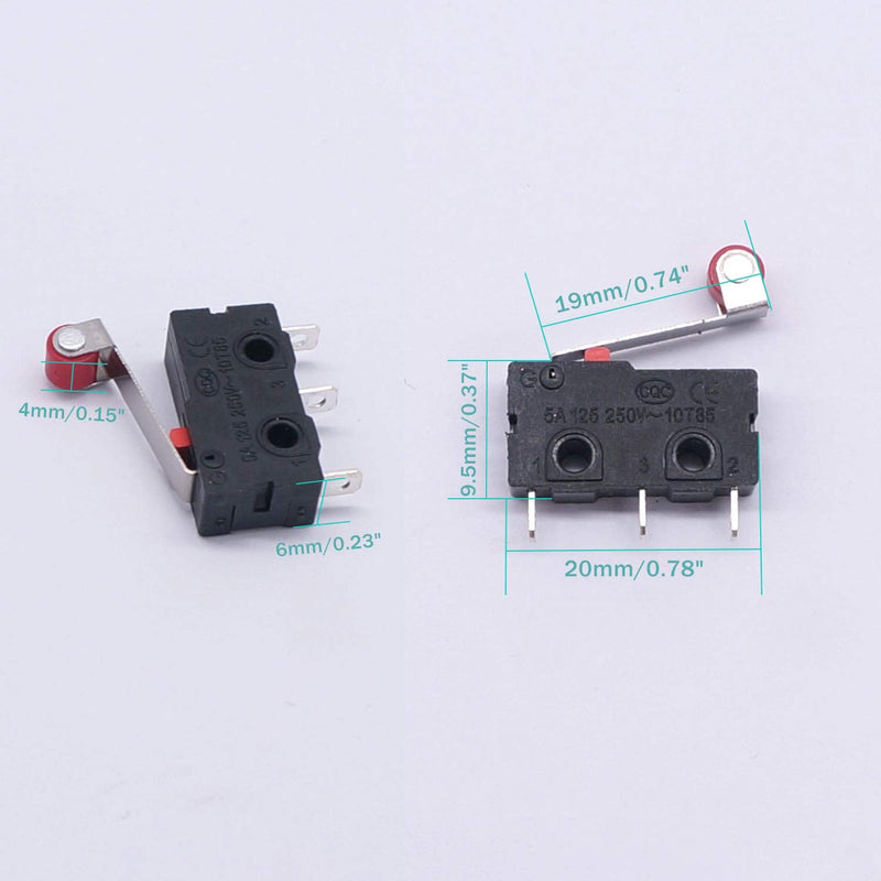 [Australia - AusPower] - Taiss 10pcs Momentary Micro Limit Switch with Roller Lever Arm SPDT Micro Switch AC 250V 5A 1NO 1NC 3 Pins Mini Switches SS-5GL2 