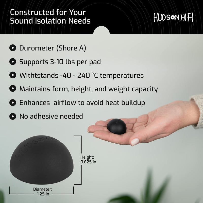 [Australia - AusPower] - 1.25" Platinum Silicone Speaker Isolation Pads - 4-Pack Non-Skid Speaker Pads with Adhesive, Speaker Isolation Feet for Record Player Isolation - Turntable Feet and Subwoofer Isolation Pad - 20 Duro 1.25" Hemisphere - 4 Pack 