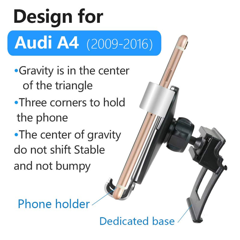 [Australia - AusPower] - LUNQIN Car Phone Holder for 2009-2016 Audi A4 [Big Phones with Case Friendly] Auto Accessories Navigation Bracket Interior Decoration Mobile Cellphone Mount 