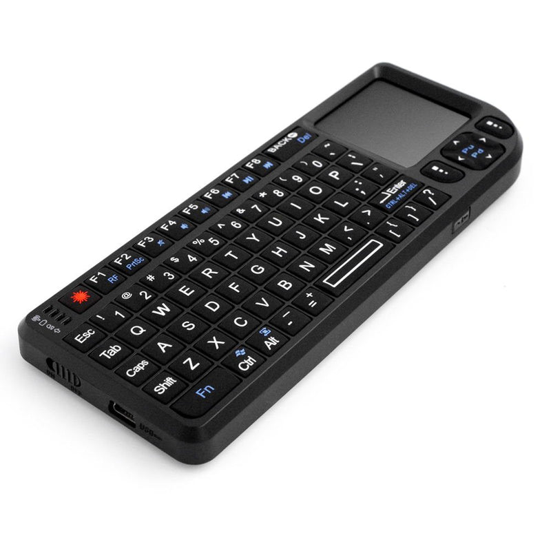 [Australia - AusPower] - Burhoo 2.4GHz Wireless Mini Keyboard with Backlight, Mini Handheld Wireless Keyboard with Mouse Touchpad Remote Control, USB Liion Battery Charging Black(2.4G USB Receiver) 
