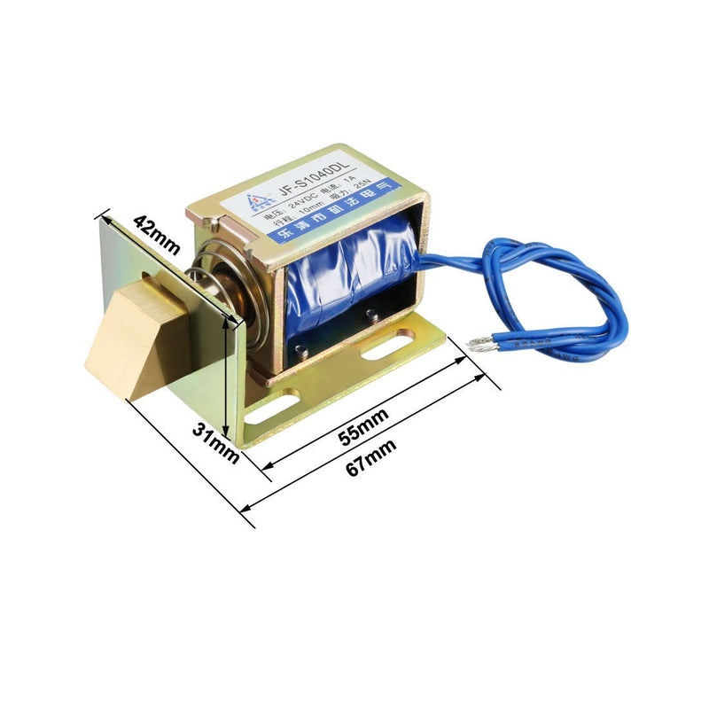 [Australia - AusPower] - uxcell Eelectric Door Lock Solenoid,DC 24V 25N Force 10mm Stroke,Pull Type,Open Frame,Solenoid Electromagnet with Mount Board,Linear Motion,JF-S1040DL 