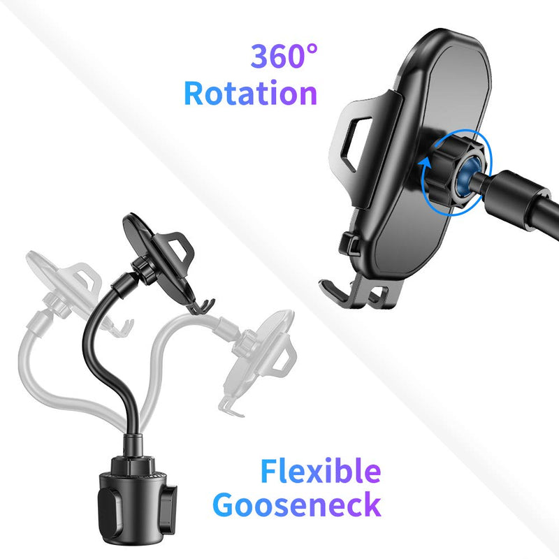 [Australia - AusPower] - Cup Car Phone Holder for Car - RAXFLY Hands Free Adjustable Long Gooseneck Car Cup Holder Phone Mount Compatible with iPhone 13 Pro Max Samsung Note 20 S20 Plus All Smartphone 