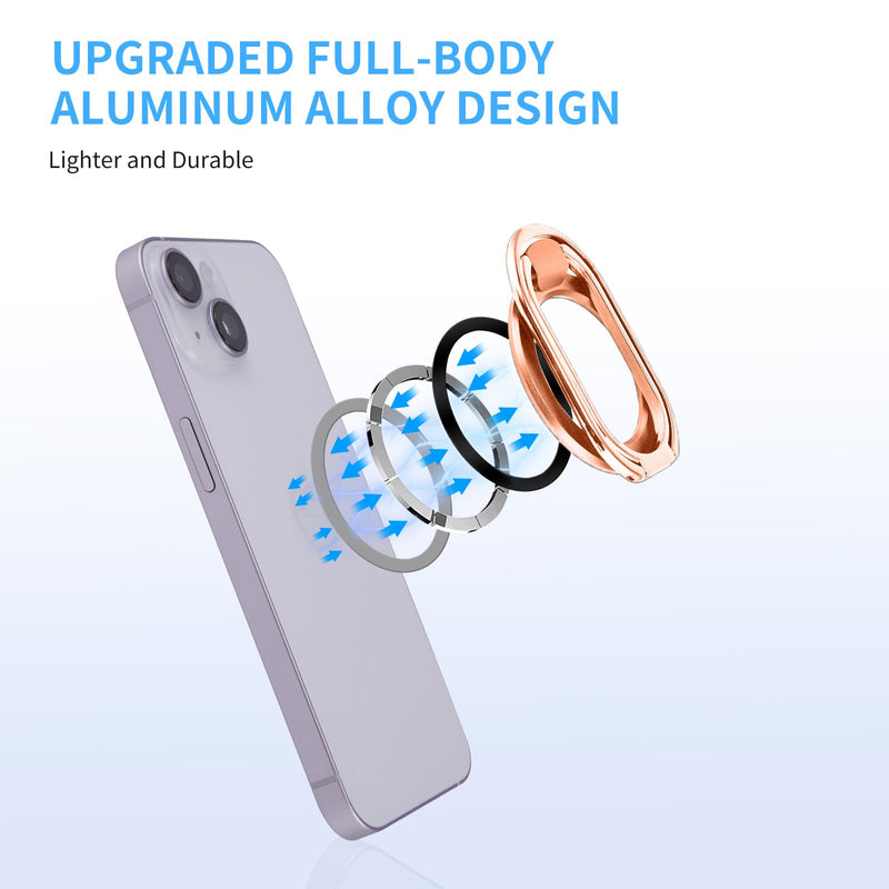 [Australia - AusPower] - Rimyam Magnetic Phone Ring Holder Stand with MagSafe Phone Grip Adjustable Phone Ring Kickstand Mag Safe Accessories for iPhone 14/13/12 Removable for Wireless Charging Rose Gold MAG Rose Gold 
