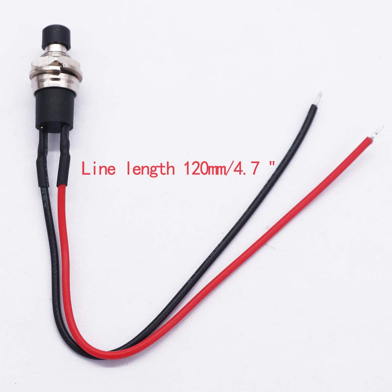 [Australia - AusPower] - Twidec/4Pcs Latching Push Button Switch 3A 250V AC 2 Pins Self-Locking SPST ON/Off Black Mini Switch Pre-soldered Wires L-PBS-110-XBK 