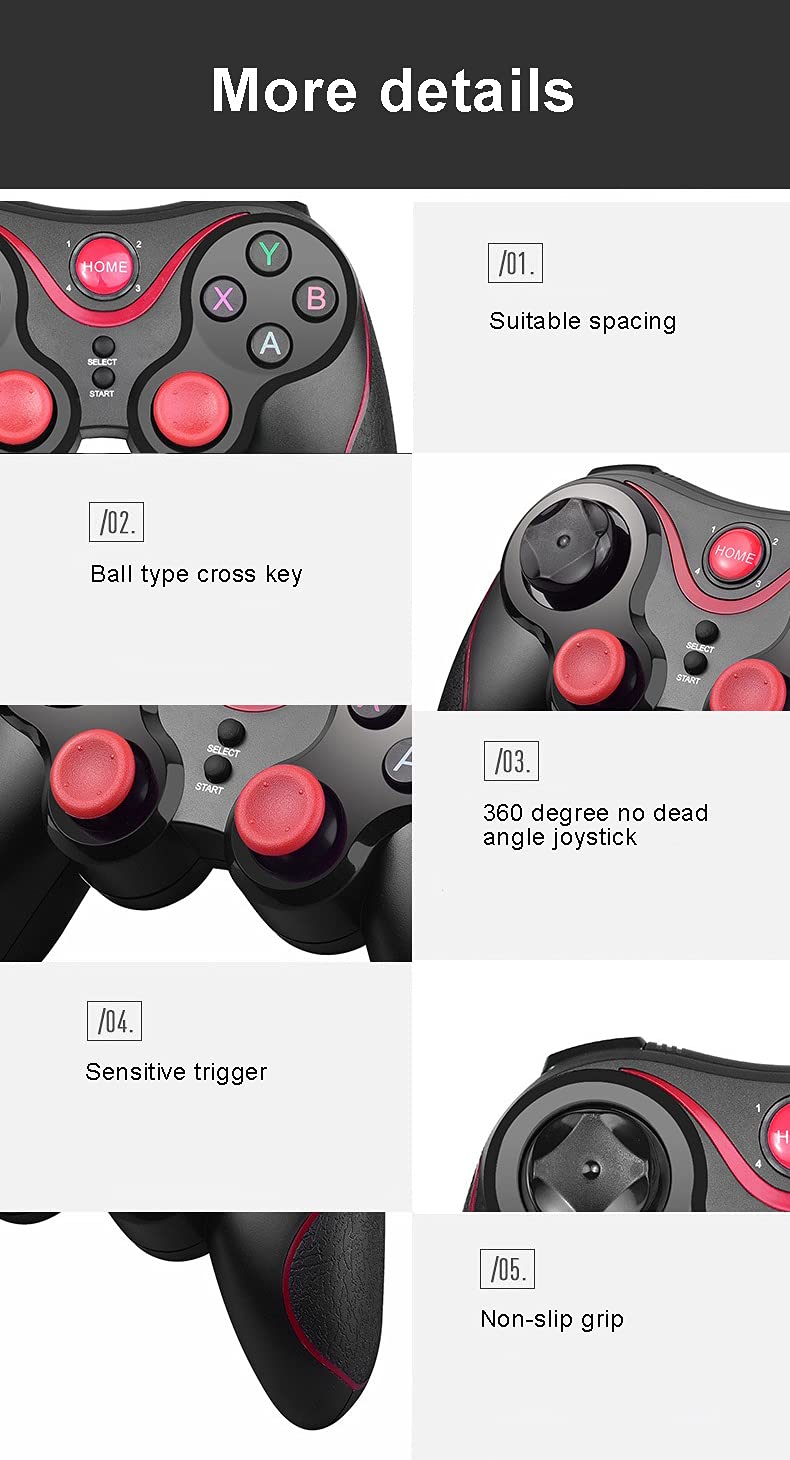 [Australia - AusPower] - Android Gamepad Controller, Megadream Wireless Key Mapping Gamepad Joystick Perfect for Call of Duty & Apex Legends & More, Compatible for Samsung Galaxy HTC LG Other Phone, Not for iOS Black+Red 